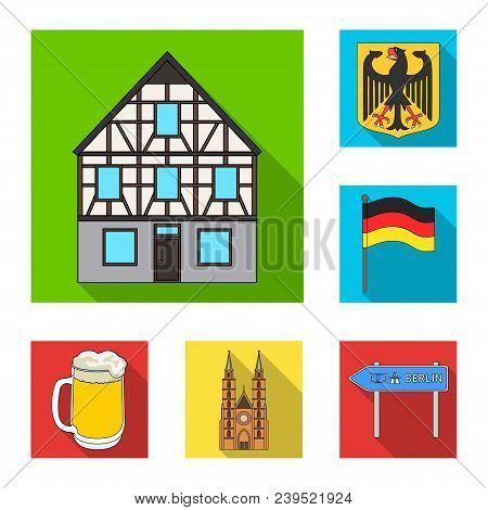 Country Germany Flat Icons In Set Collection For Design. Germany And Landmark Vector Symbol Stock  I