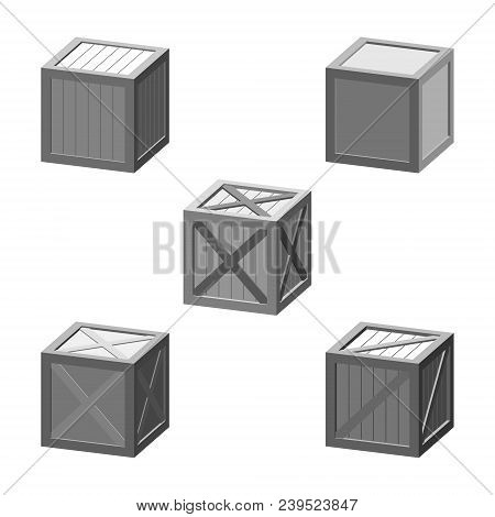 Wooden Box Set. Isolated On White Background. 3d Vector Illustration. Dimetric View.