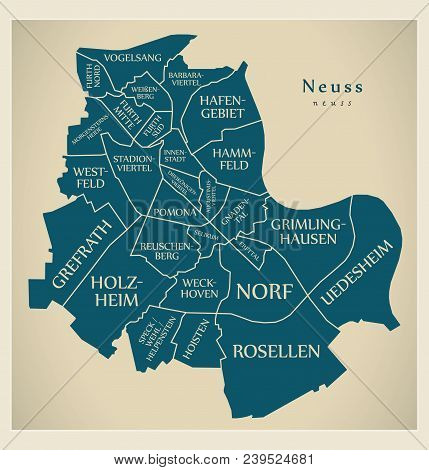 Modern City Map - Neuss City Of Germany With Boroughs And Titles De