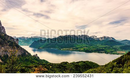 Panaromatic View On Lake Traunsee In Gmunden, Austria