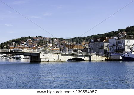Trogir, Croatia - October 29: Trogir Bridge - An Old Bridge Connecting Ciovo Island And Trogir On Oc