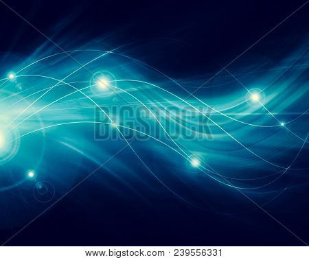 Abstract blue background, abstract lines twisting into beautiful bends