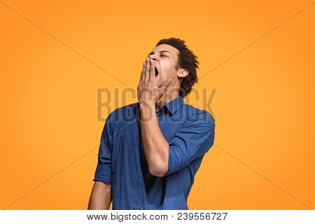 I Am Tired Of Everything. Bored Man. Boring, Dull, Tedious Concept. Young Afro Emotional Man. Human 