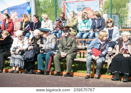 Russia. Moscow, May,07.18: Viewers At The Crowded School Stadium On The Special Public Kindergarten 