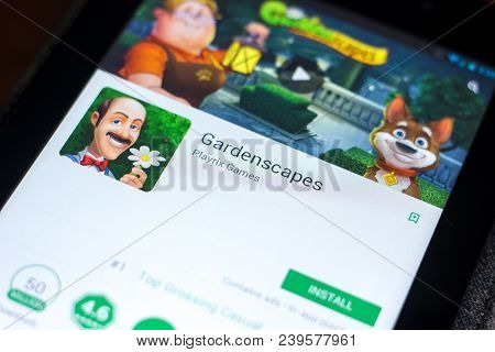 Ryazan, Russia - May 02, 2018: Gardenscapes Mobile App On The Display Of Tablet Pc