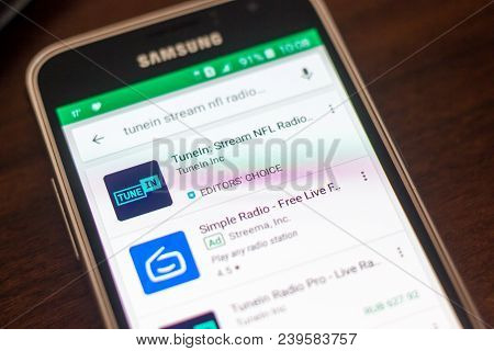 Ryazan, Russia - May 04, 2018: Tunein Icon In The List Of Mobile Apps On The Display Of Cell Phone