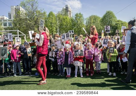 Russia. Moscow, May,07.18: Special Public Kindergarten Action `immortal Regiment`, Military State Pr