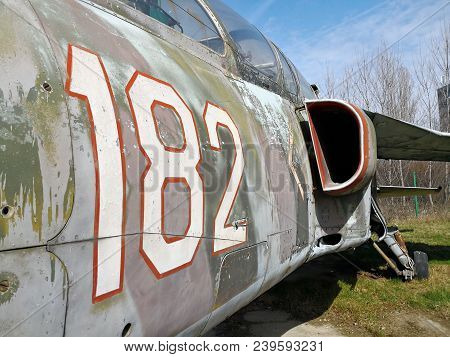 182 Number Painted On An Old Rusty Plane