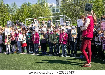 Russia. Moscow, May,07.18: Special Public Kindergarten Action `immortal Regiment`, Military State Pr