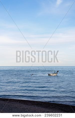 Small Private Boat In Petrovac Bay In Spring, Montenegro