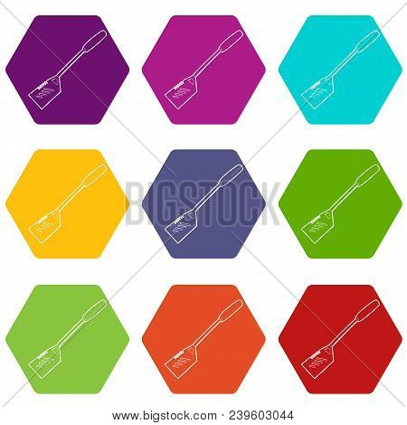 Spatular Icons 9 Set Coloful Isolated On White For Web