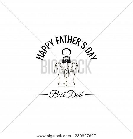 Father Day Greeting Card. Suir, Bow Tie. Best Dad Text. Fathers Day Symbols. Dad Greeting. Vector Il