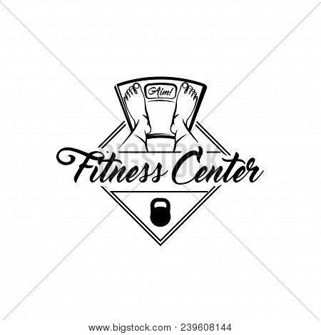 Floor Scale Icon. Fitness Center Logo. Fitness Club Label. Kettlebell Badge. Feet On Weighting Machi