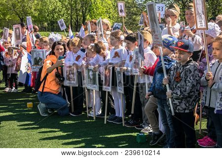 Russia. Moscow, May,07.18: Special Public Kindergarten Action `immortal Regiment`, Military State Pr