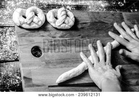 Dough Dainted By The Woman On The Board