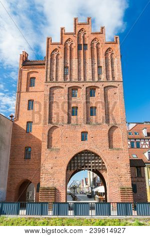 Olsztyn, Poland - May 1, 2018: High Gate, Part Of The Medieval Fortifications Of The Old Town.