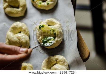 Dough Dainted By The Woman On The Board