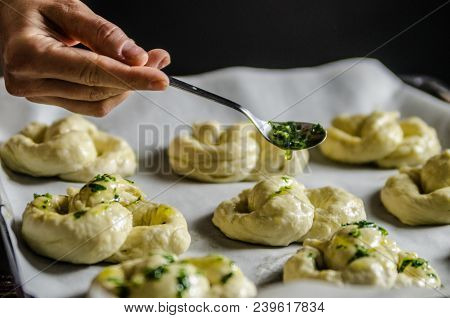 Dough Dainted By The Woman On The Board