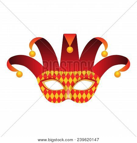 Harlequin Mask Icon. Realistic Illustration Of Harlequin Mask Vector Icon For Web