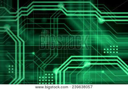 An Abstract Technological Background Consisting Of A Multitude Of Luminous Guiding Lines And Dots Fo