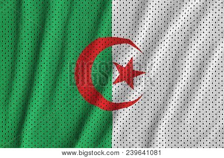 Algeria Flag Printed On A Polyester Nylon Sportswear Mesh Fabric With Some Folds