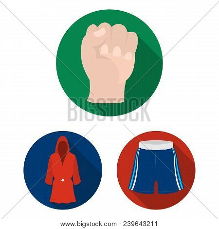 Boxing Extreme Sports Flat Icons In Set Collection For Design. Boxer And Attributes Vector Symbol St