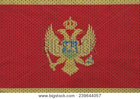 Montenegro Flag Printed On A Polyester Nylon Sportswear Mesh Fabric With Some Folds