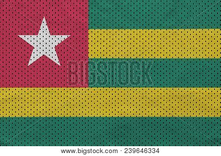 Togo Flag Printed On A Polyester Nylon Sportswear Mesh Fabric With Some Folds