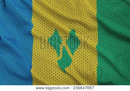 Saint Vincent And The Grenadines Flag Printed On A Polyester Nylon Sportswear Mesh Fabric With Some 