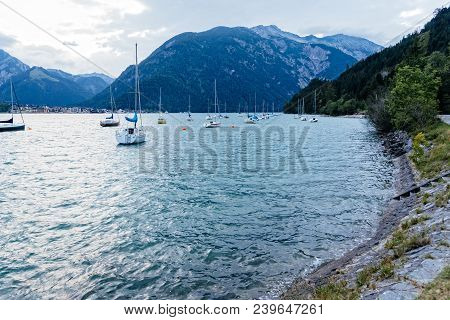 Scenic View Of Achensee Lake In Austria At Sunset