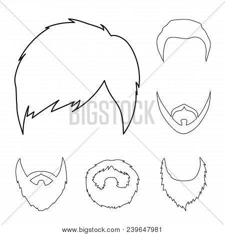 Mustache And Beard, Hairstyles Outline Icons In Set Collection For Design. Stylish Haircut Vector Sy