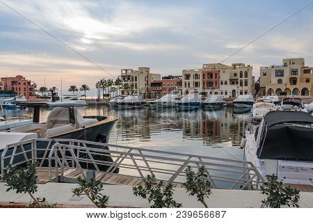 Aqaba, Jordan - December 20, 2017: Modern Marine Full Of Beautiful Yachts In Aqaba City In Tala Bay 