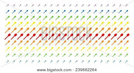 Spoon Icon Rainbow Colored Halftone Pattern. Vector Shapes Arranged Into Halftone Array With Vertica