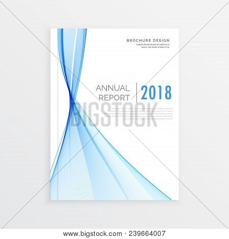 Moden Business Brochure Template With Blue Wave, Annual Report Cover Design