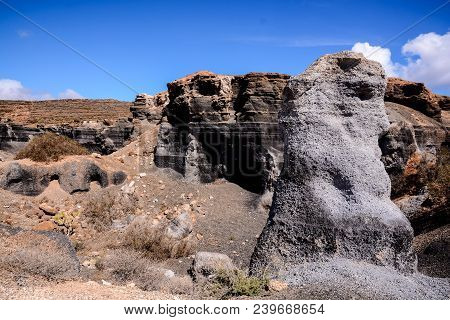 Spanish View Landscape In Lanzarote Tropical Volcanic Canary Islands Spain