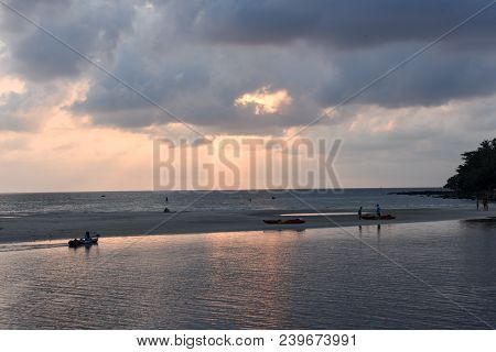 Koh Kood, Thailand - 27 January 2018: sunset at the beach of Koh Kood island, Thailand