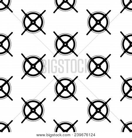 Seamless Pattern With The Black Steering Wheel Of The Ship On The White Background. Vector Illustrat