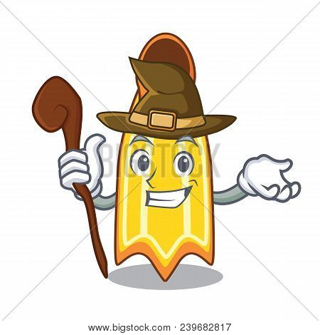 Witch Swim Fin Mascot Cartoon Vector Illustration