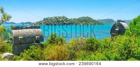 The Stone Tombs Of Ancient Necropolis Are The Notable Landmark Of Kekova Tourist Zone, Famous For It