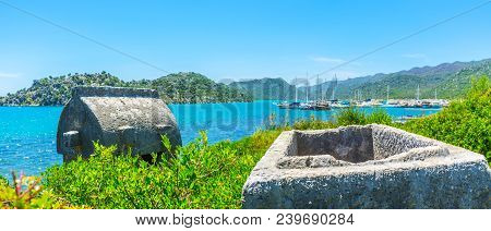 Kekova Bay Is Famous For Archaeological Sites With Ruins, Preserved From Times Of Ancient Lycia, The