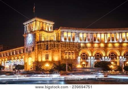 The Government Of The Republic Of Armenia And Central Post Office On Republic Square In Yerevan At N