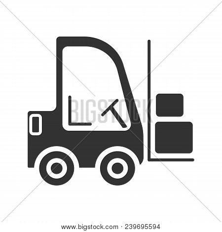 Forklift Glyph Icon. Lift Truck. Silhouette Symbol. Negative Space. Fork Hoist. Vector Isolated Illu