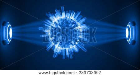 City Hologram Between Thow Source. Suitable For Tech, Internet And Data And Scan Themes.