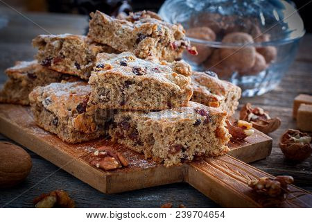 Traditional Polish Easter Pastry Mazurka Cake, Selective Focus