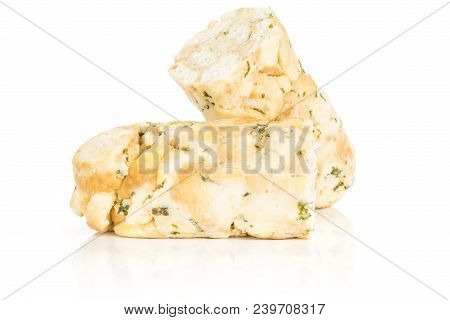 Calsbad Bread Dumpling Two Sliced Halves Isolated On White Background Fresh Steamed