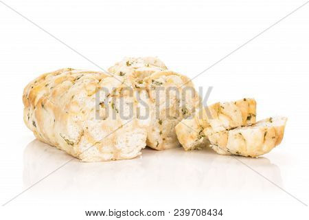Sliced Calsbad Bread Dumpling Set Isolated On White Background Fresh Steamed