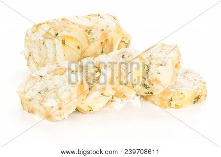 Calsbad Bread Dumpling Slices And One Half Isolated On White Background Fresh Steamed