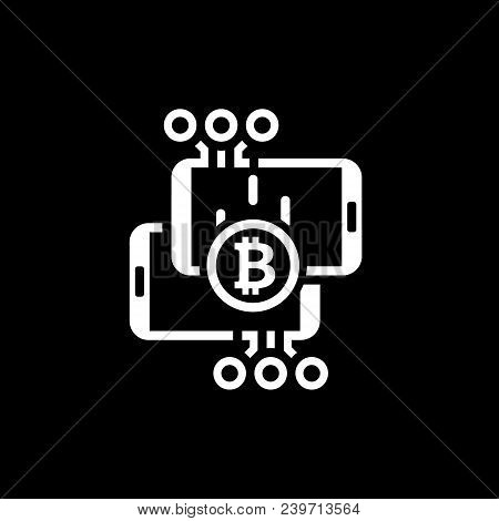 Bitcoin Transaction Icon. Modern Computer Network Technology Sign. Digital Graphic Symbol. Card Proc