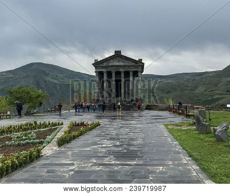 Garni, Armenia - April 18, 2018: The Garni Pagan Temple Of I Century Ad In Armenia.