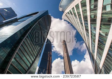 Moscow , Russia- April 27, 2018: Skyscrapers Of Moscow City - Moscow International Business Center I